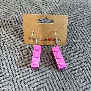 Handmade Pink Block Earrings
